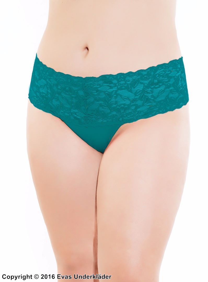 Tanga, Stretch-Spitze, etwas höhere Taille, Plus Size